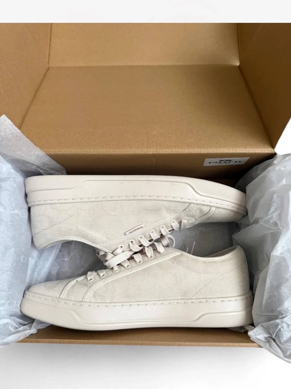 COACH Women's Light Beige Canvas Sneakers